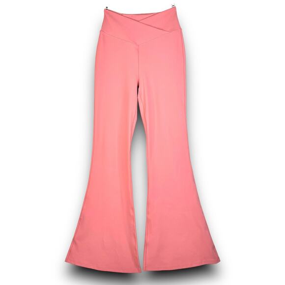 NEW Halara Crossover High Waist Super Flare Leggings Back Pocket Pink Size Small - Picture 2 of 10